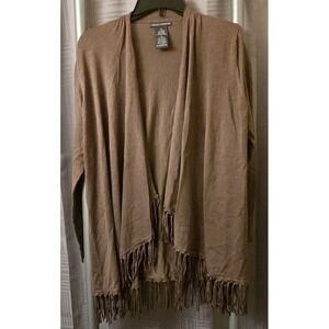 Chelsea And Theodore Brown Fringe Classy Cardigan Women's Size Small Elegant‎